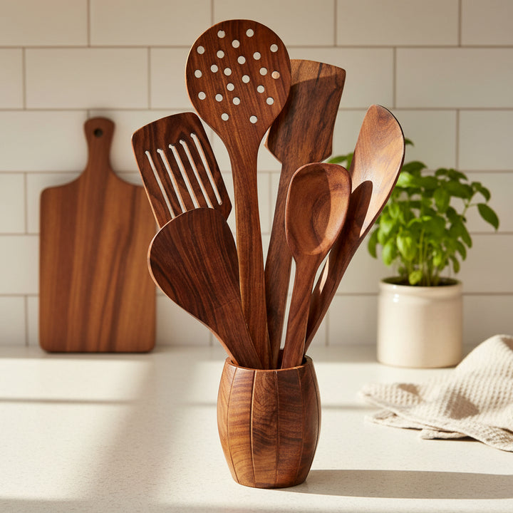 Handmade Wooden Kitchen Spoon Set – 7 Pieces