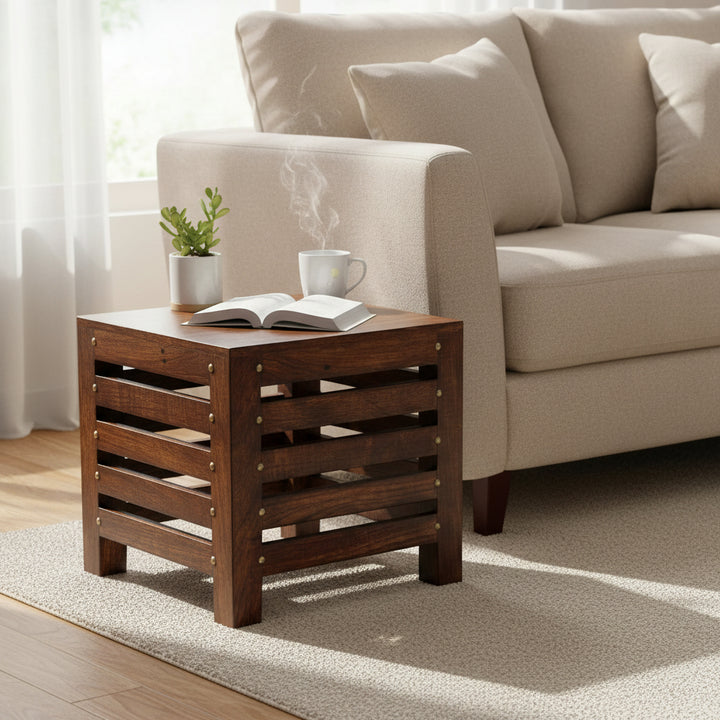 Antique Wooden Side Table (Square)