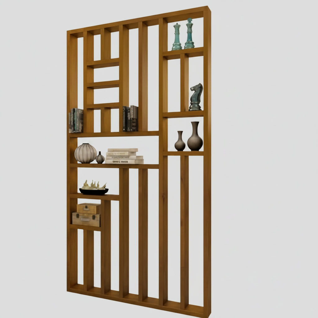 Wooden Room Divider with Display Rack (6×4 ft)