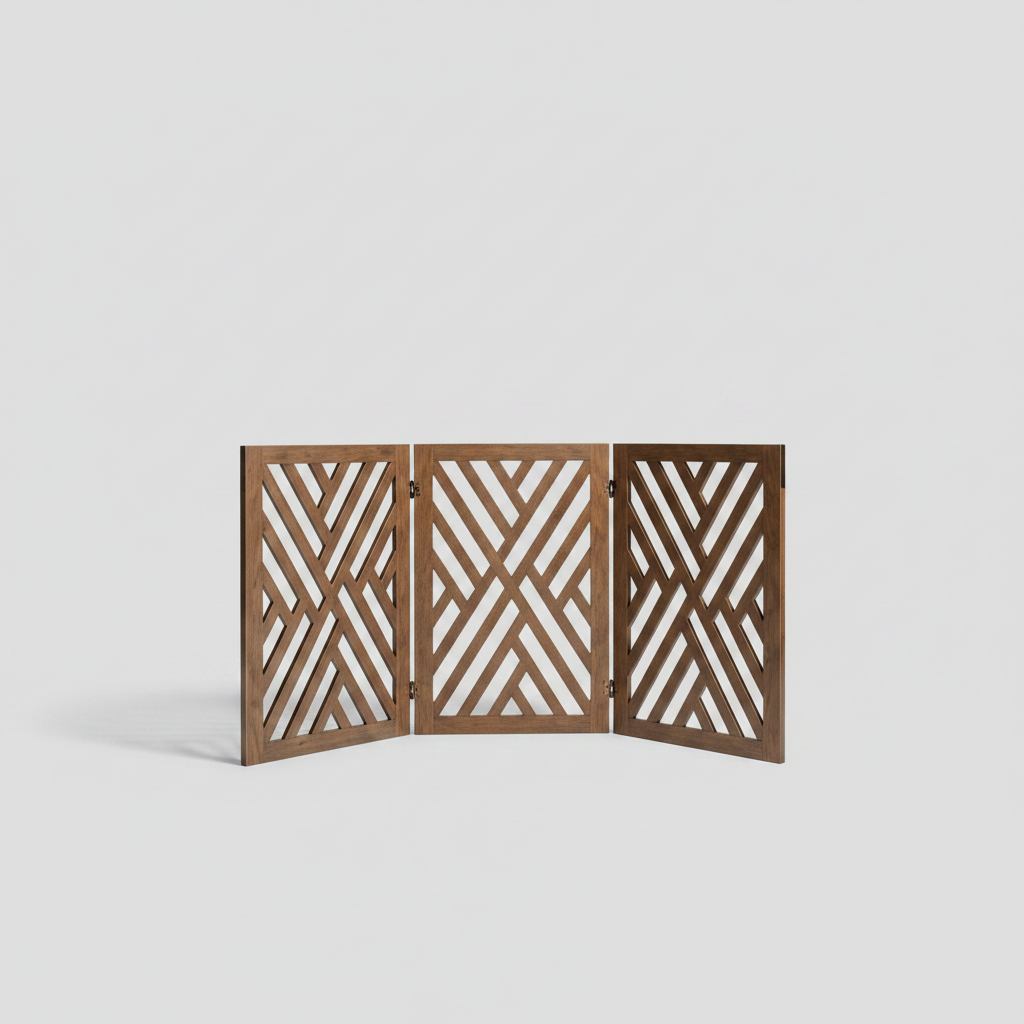Folding Wooden Safety Gate – 3 Panels (Brown)