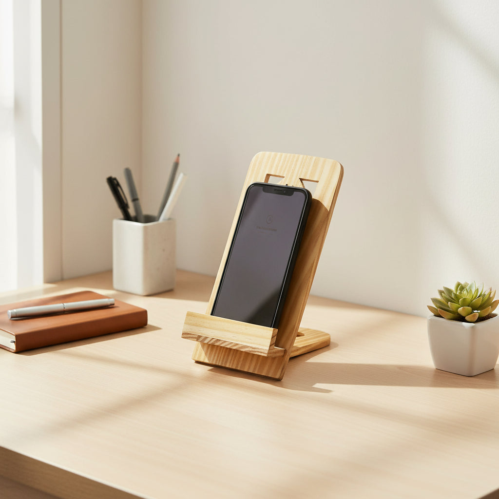 Adjustable Handcrafted Wooden Mobile Stand
