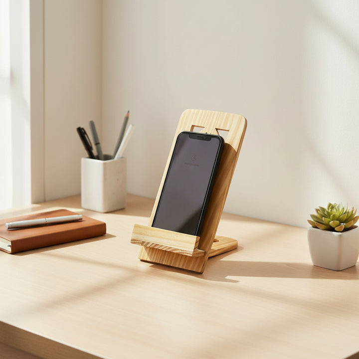 Adjustable Handcrafted Wooden Mobile Stand