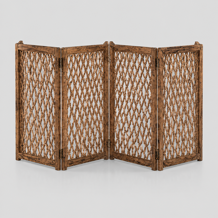 Folding Wooden Safety Gate – 4 Panels (Brown)