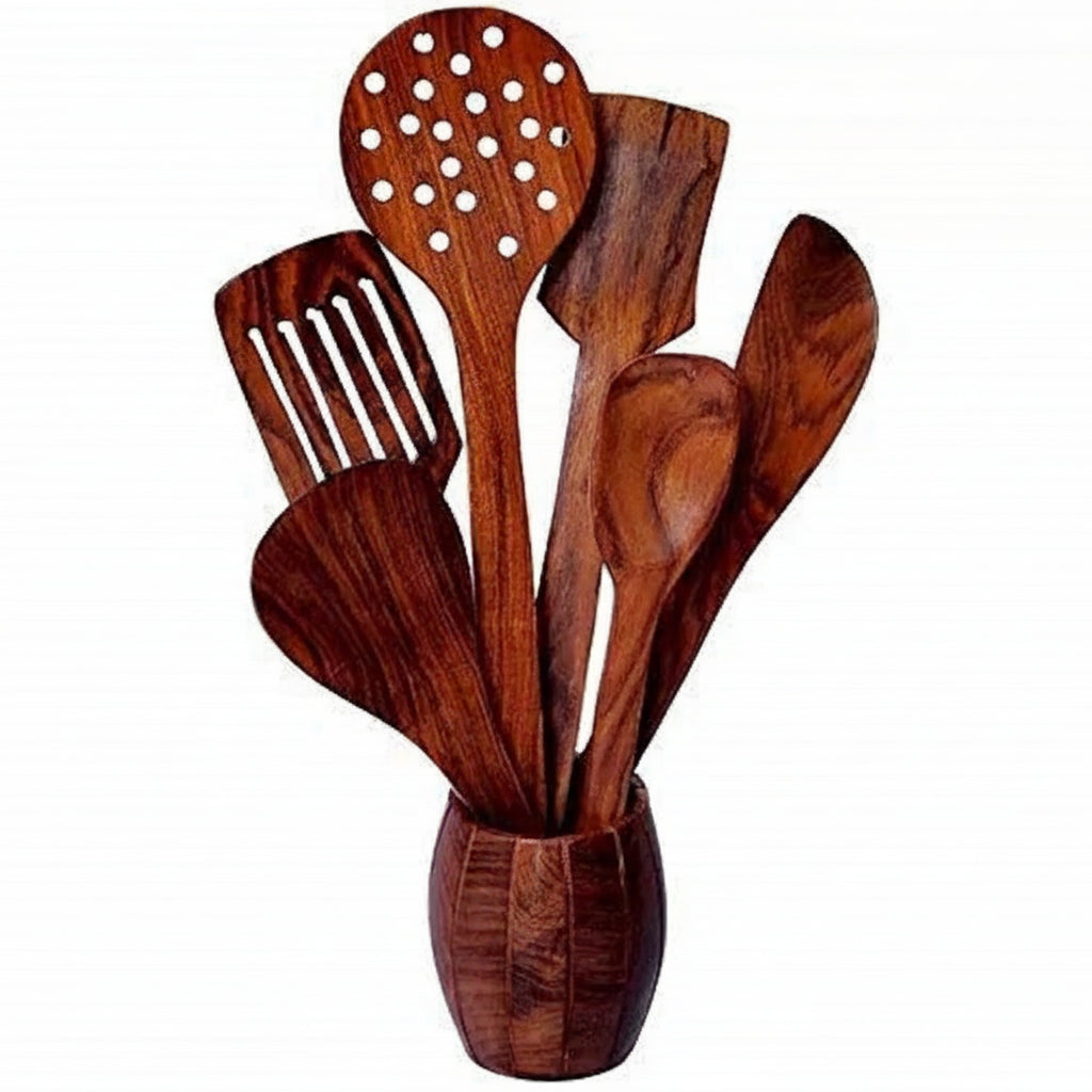 Handmade Wooden Kitchen Spoon Set – 7 Pieces
