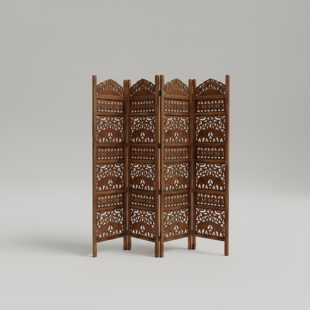 4-Panel Wooden Room Divider – Melamine Finish