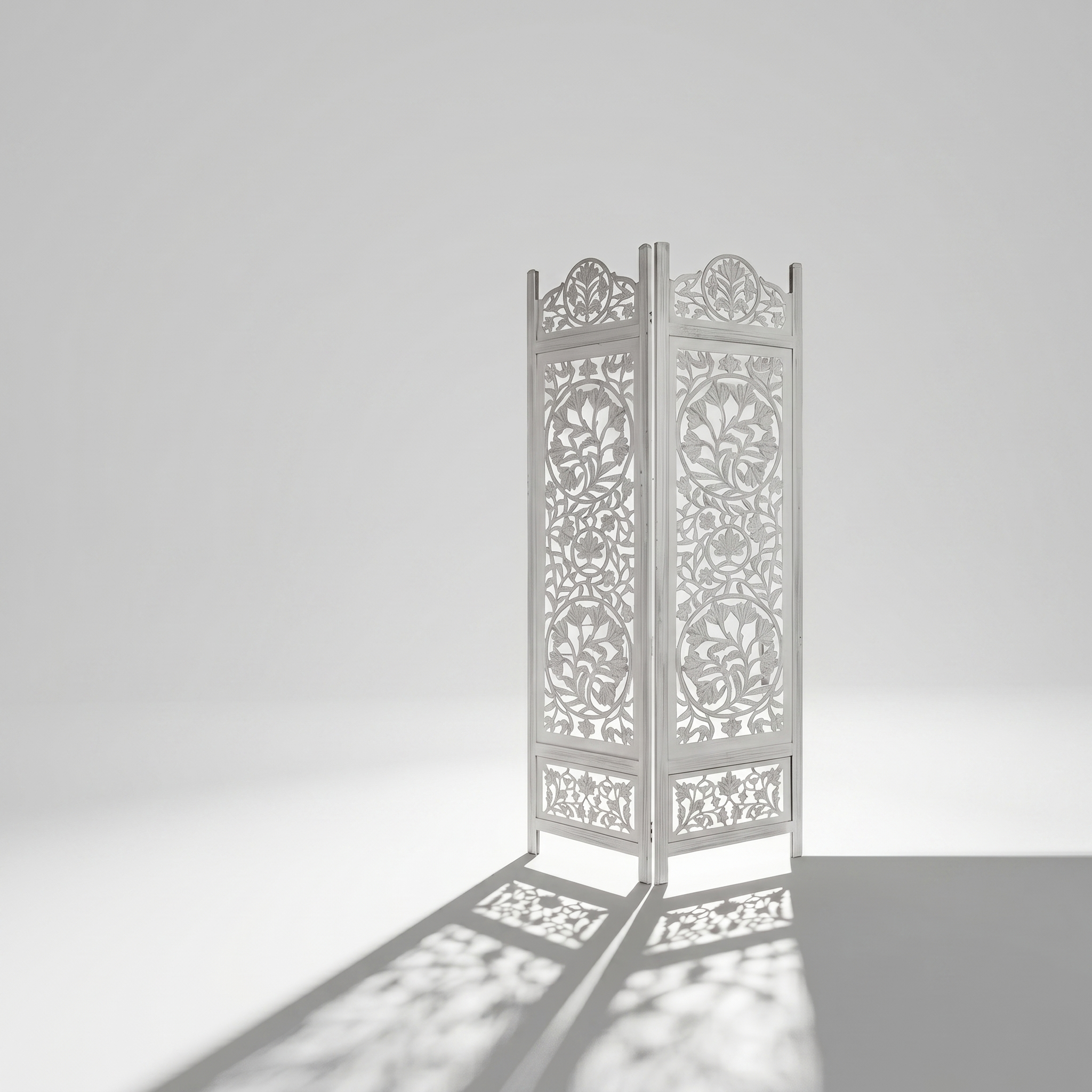 Wooden Room Divider – White (2 Panels)