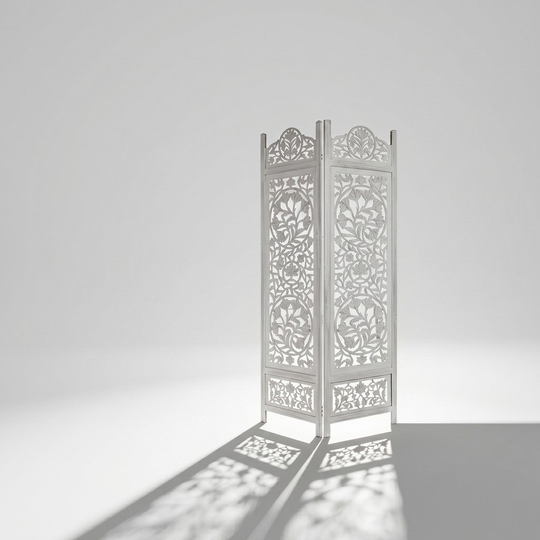 Wooden Room Divider – White (2 Panels)
