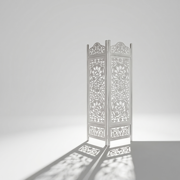 Wooden Room Divider – White (2 Panels)