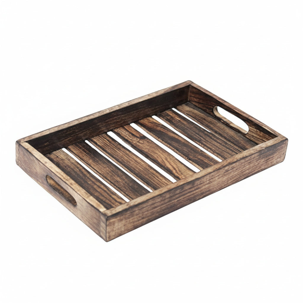 Wooden Serving Tray – Natural Finish (30 cm)