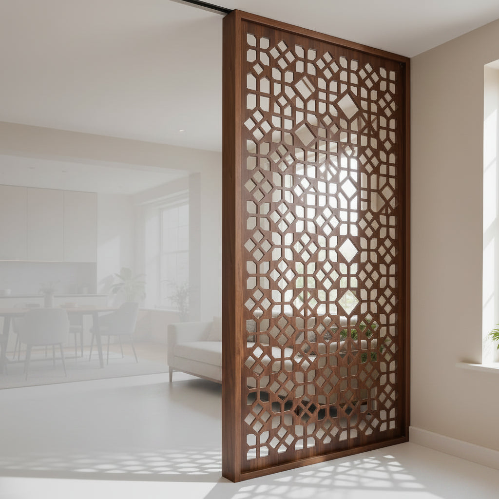 Wooden Room Divider – Teak Finish (6×4 ft)