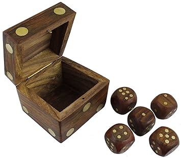 Handmade Wooden Dice Set with Storage Box