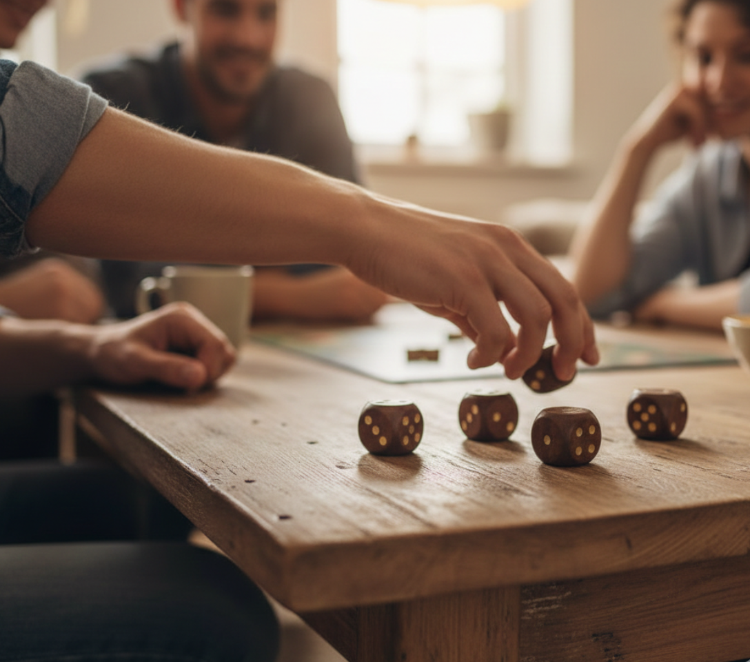 Handmade Wooden Dice Set with Storage Box
