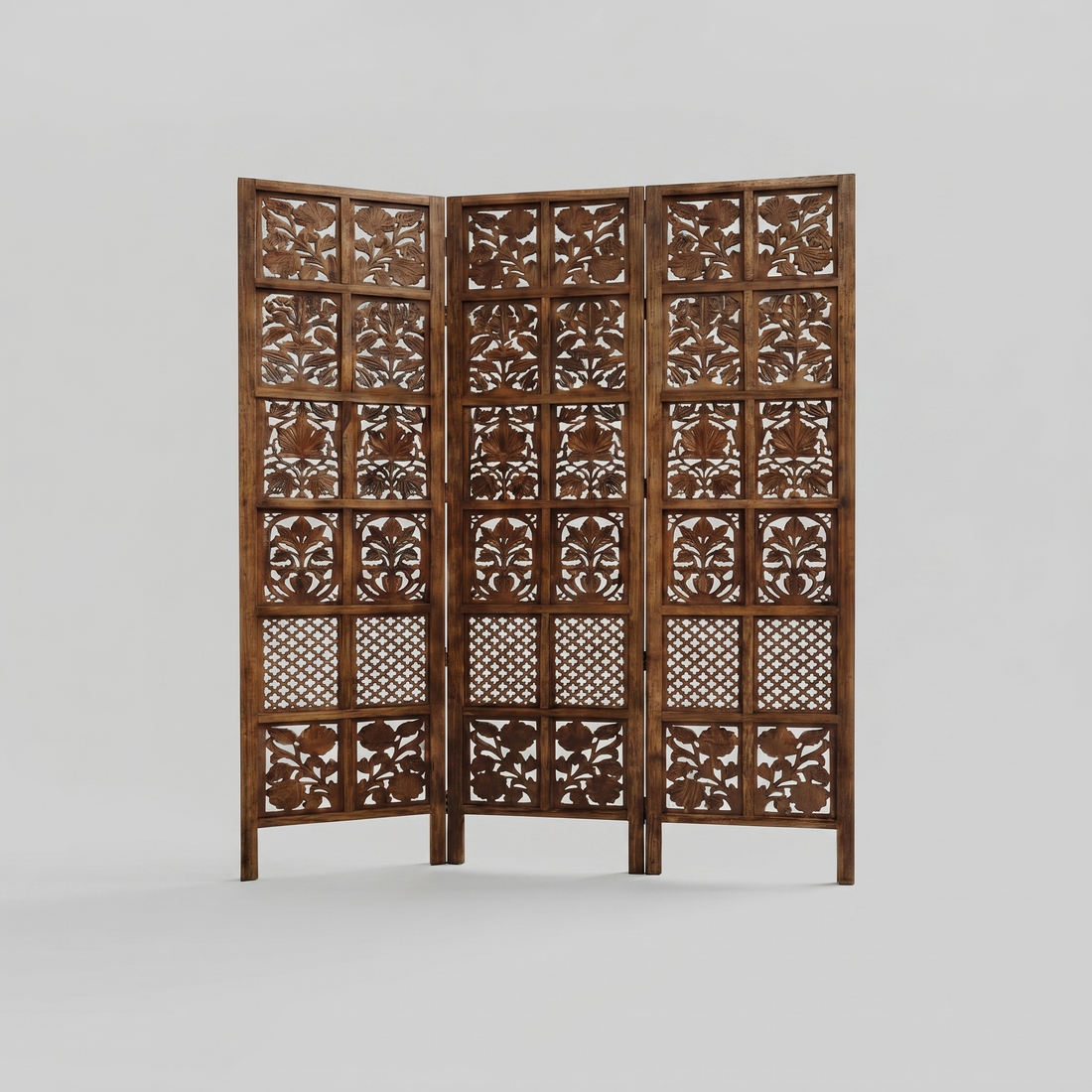 3-Panel Wooden Room Divider – Melamine Finish (Brown)