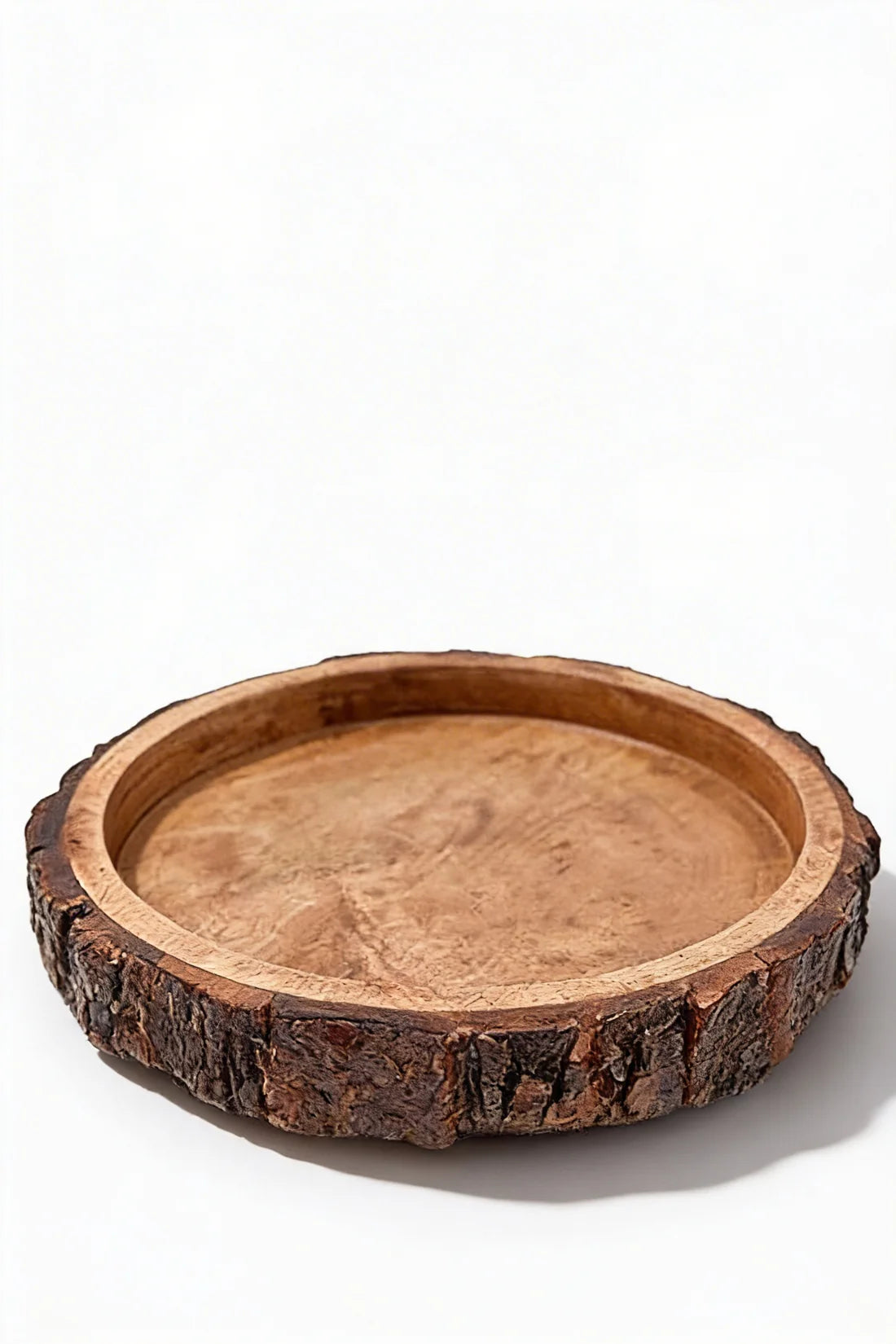 Round Wooden Serving Tray – Natural Finish