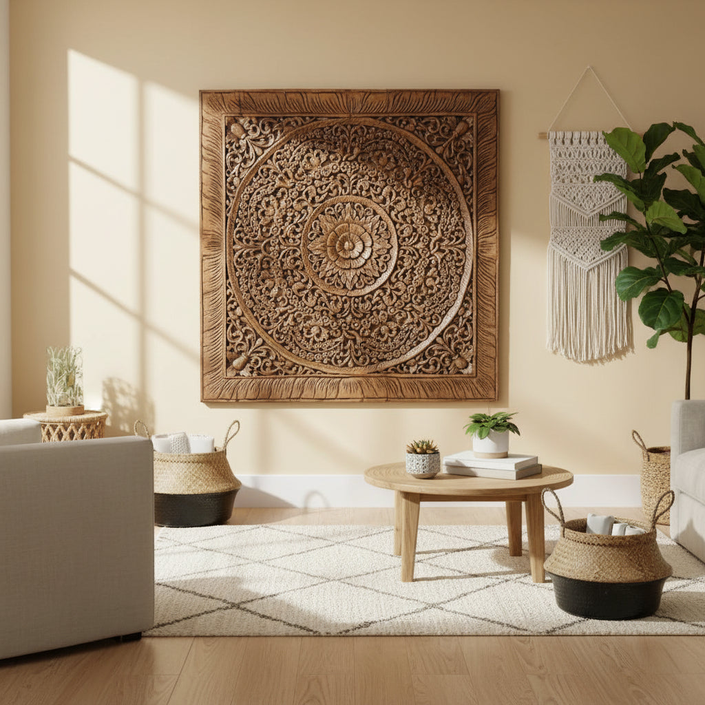 Decorative Wooden Wall Panel – Antique Brown (3×3 ft)