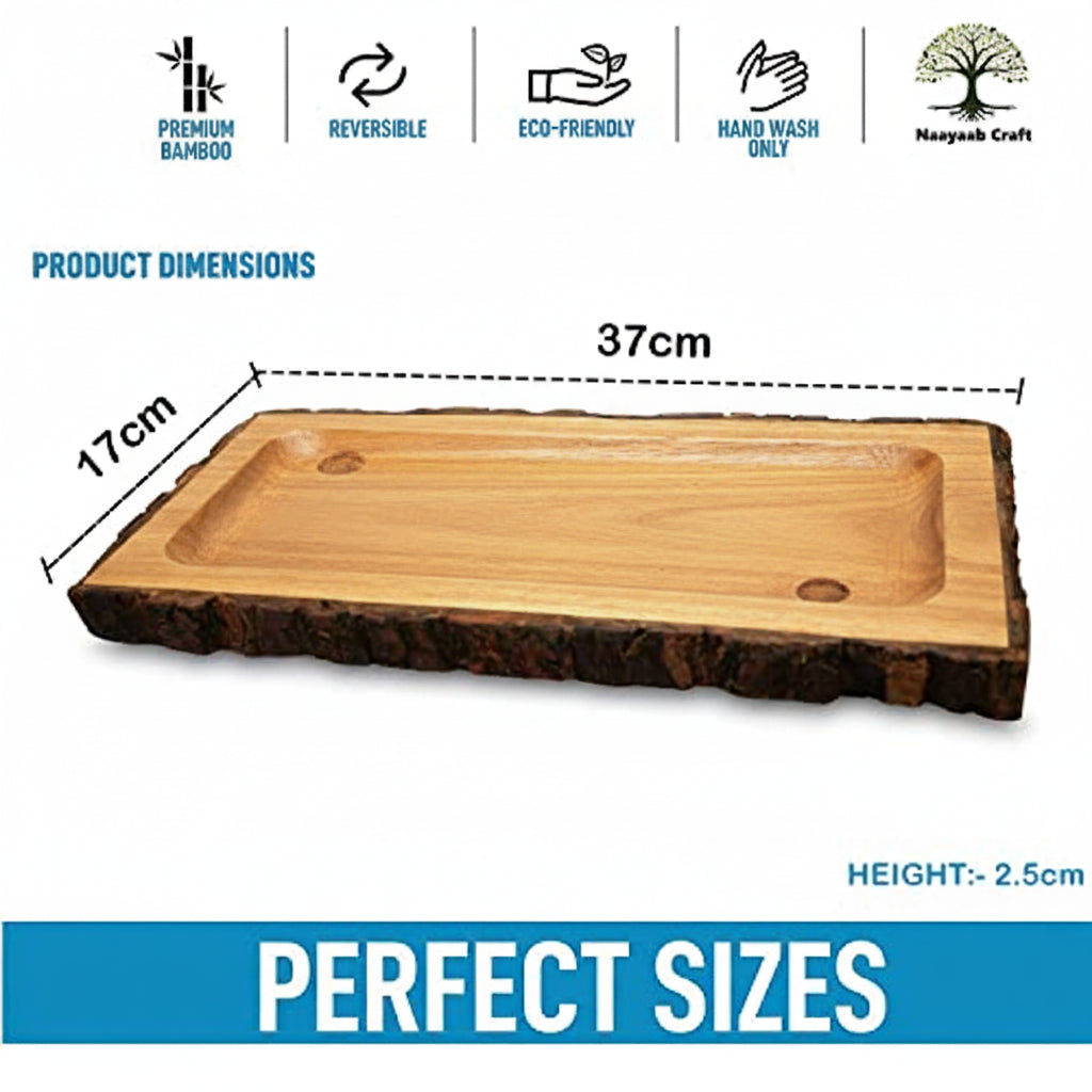 Handcrafted Rectangular Mango Wood Nested Platter