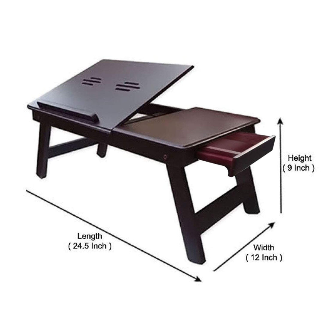 Adjustable Wooden Laptop Table with Drawer – Brown