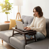 Adjustable Wooden Laptop Table with Drawer – Brown