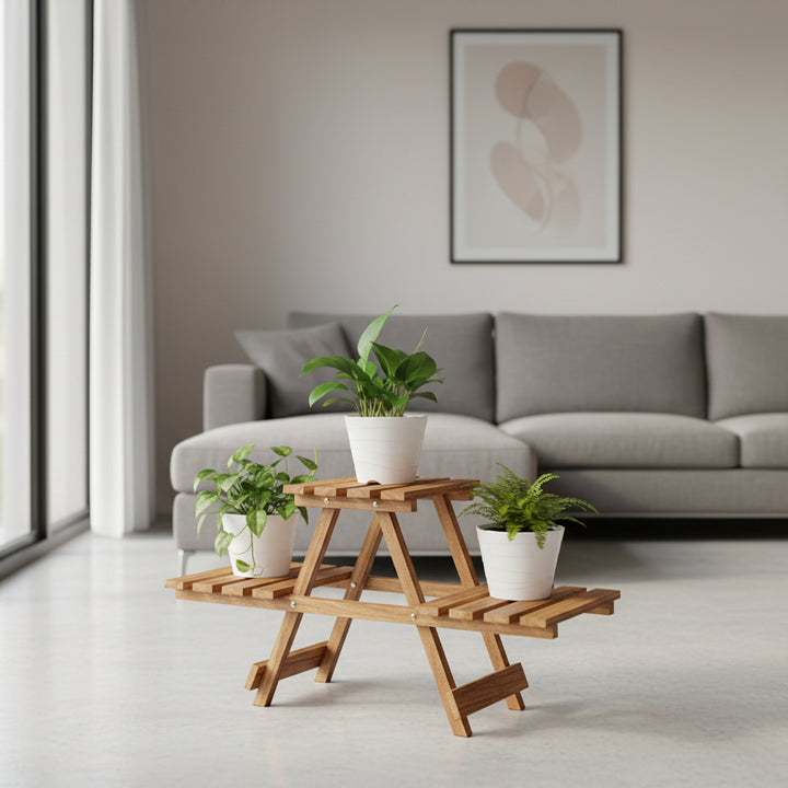 Vintage Wooden Folding Plant Stand – 3 Tier