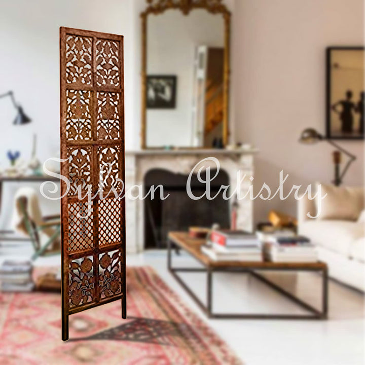 2-Panel Wooden Room Divider – Melamine Finish (Brown)