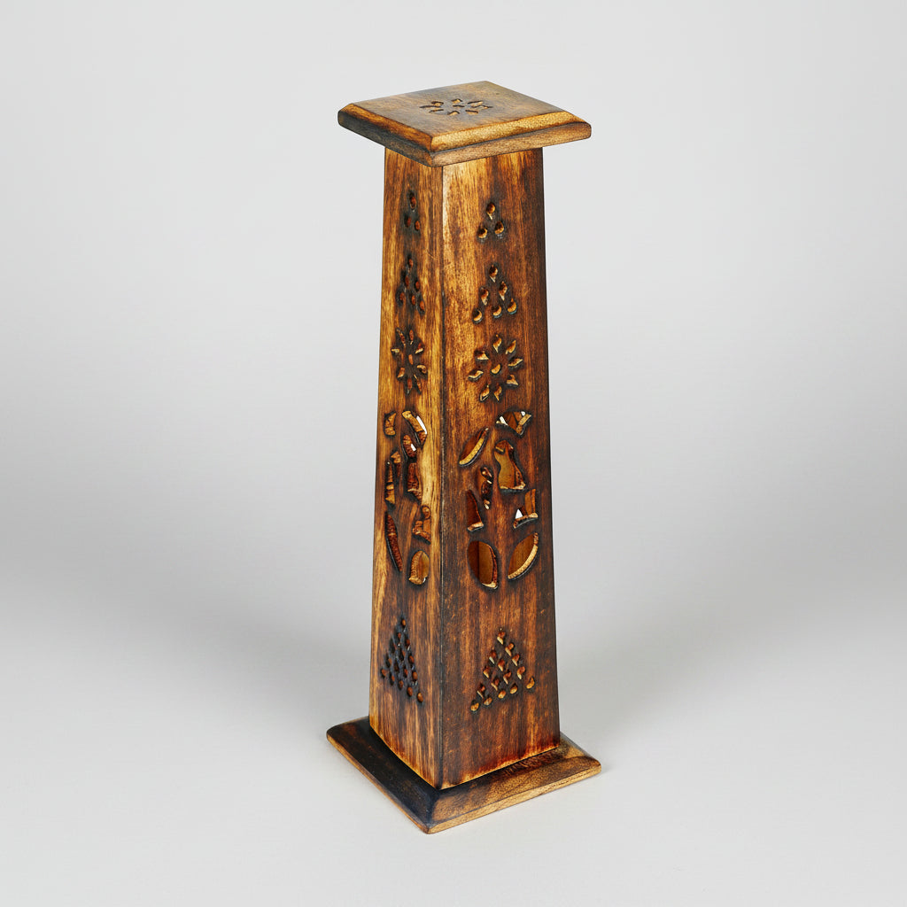 Handcrafted Antique Wood Tower Incense Holder