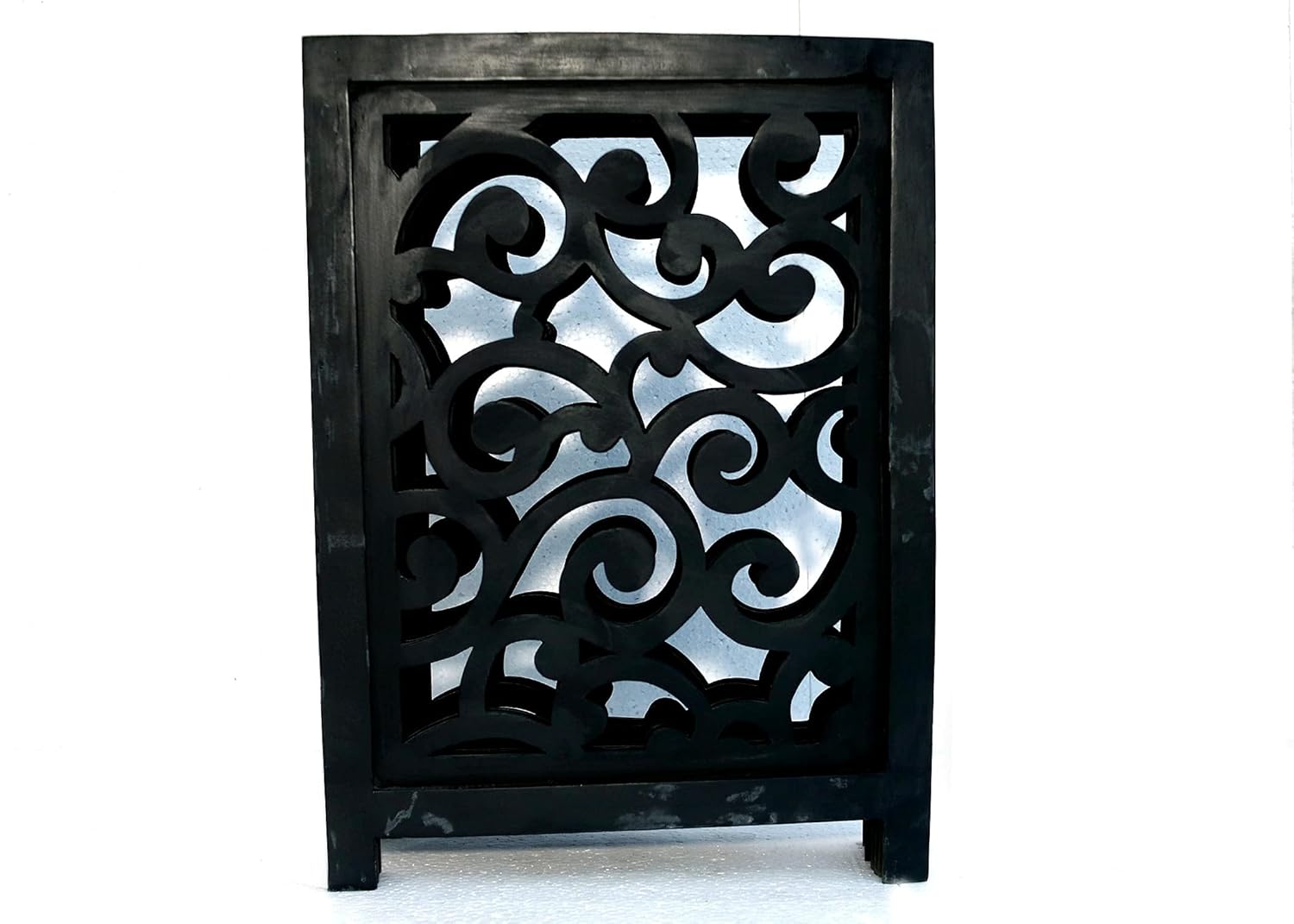 4-Panel Matte Black Wooden Folding Safety Gate