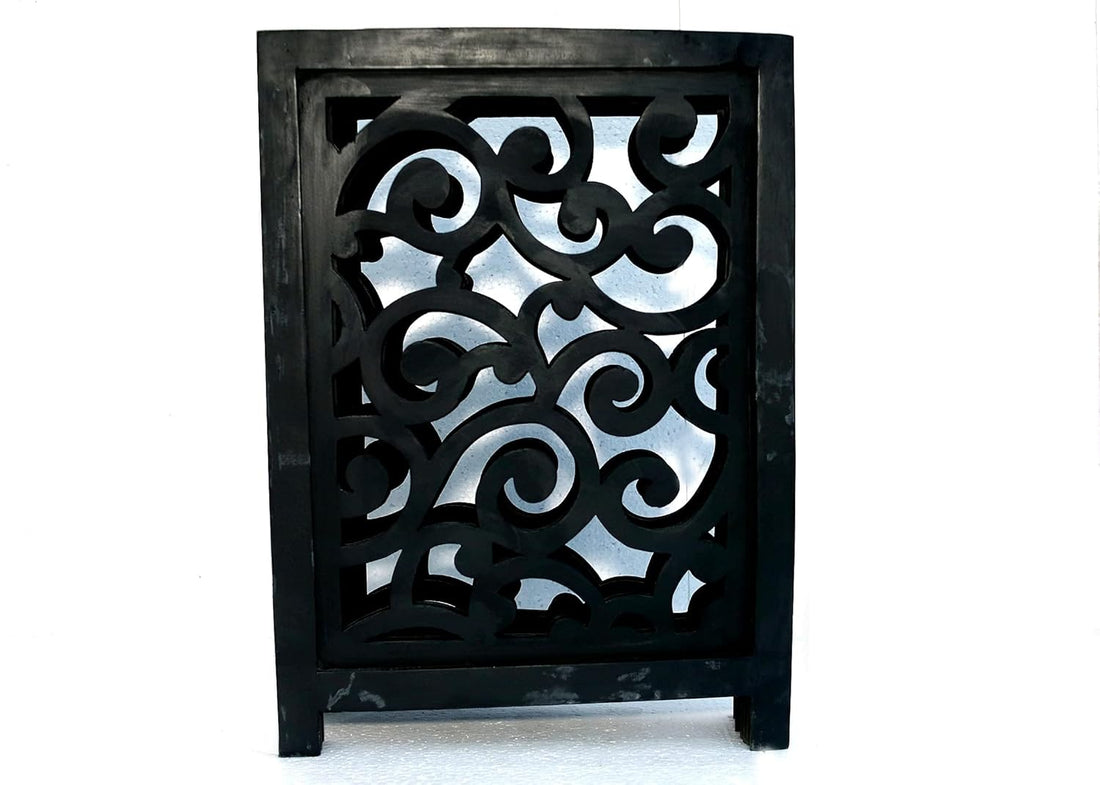 4-Panel Matte Black Wooden Folding Safety Gate