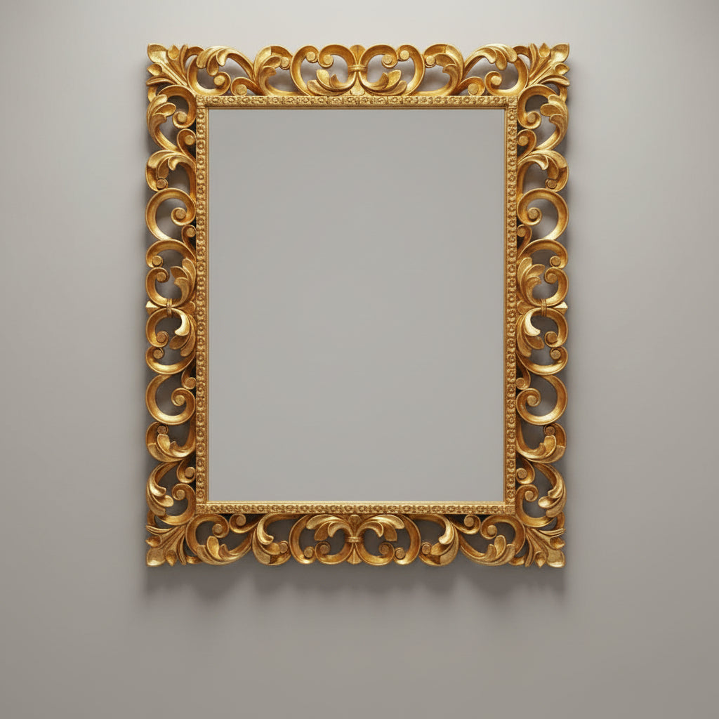 Royal Vintage Intricate Hand-Carved Wooden Mirror Frame