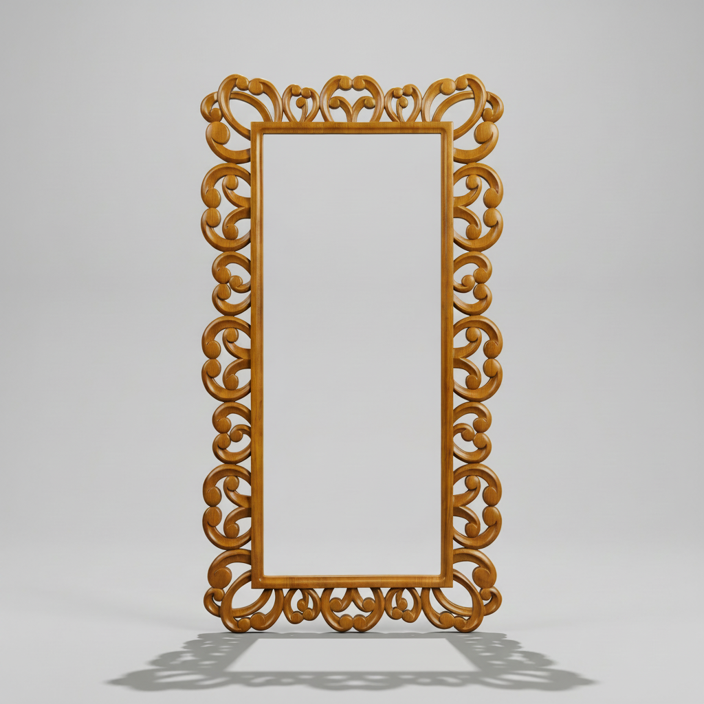 Antique Carved Rectangle Mirror (Frame Only) 