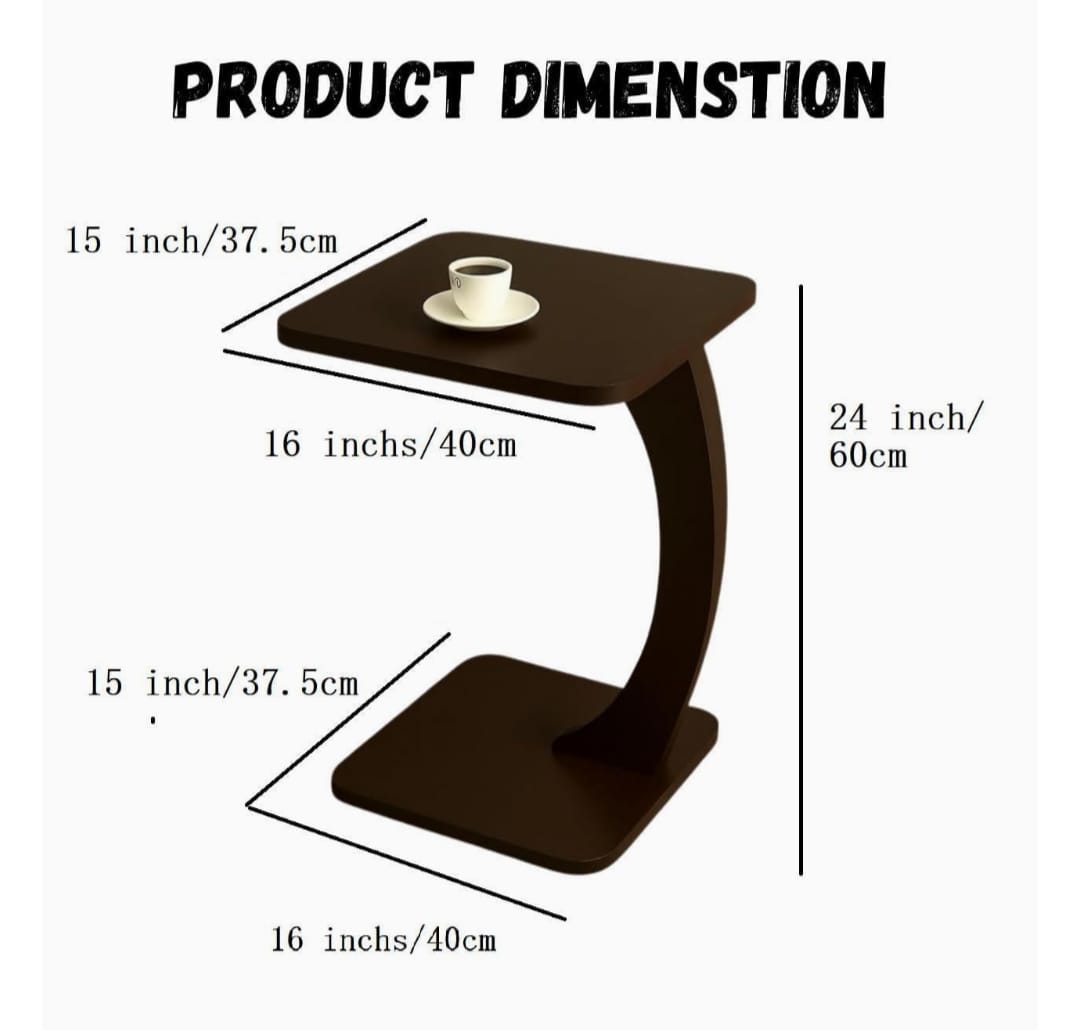 Modern C-Shaped Wooden Side Table