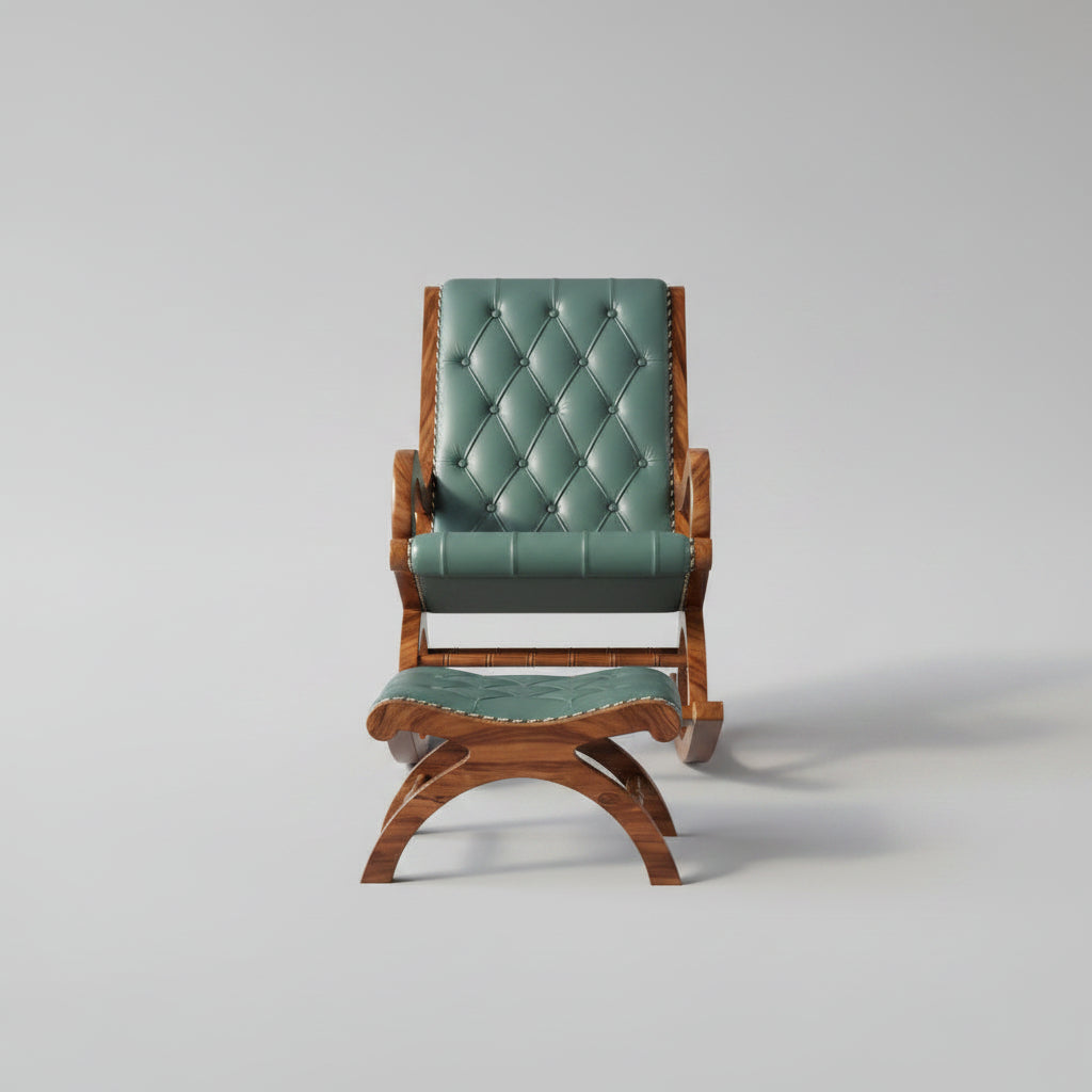 Wooden Rocking Chair with Footrest
