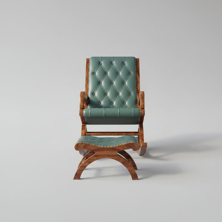 Wooden Rocking Chair with Footrest