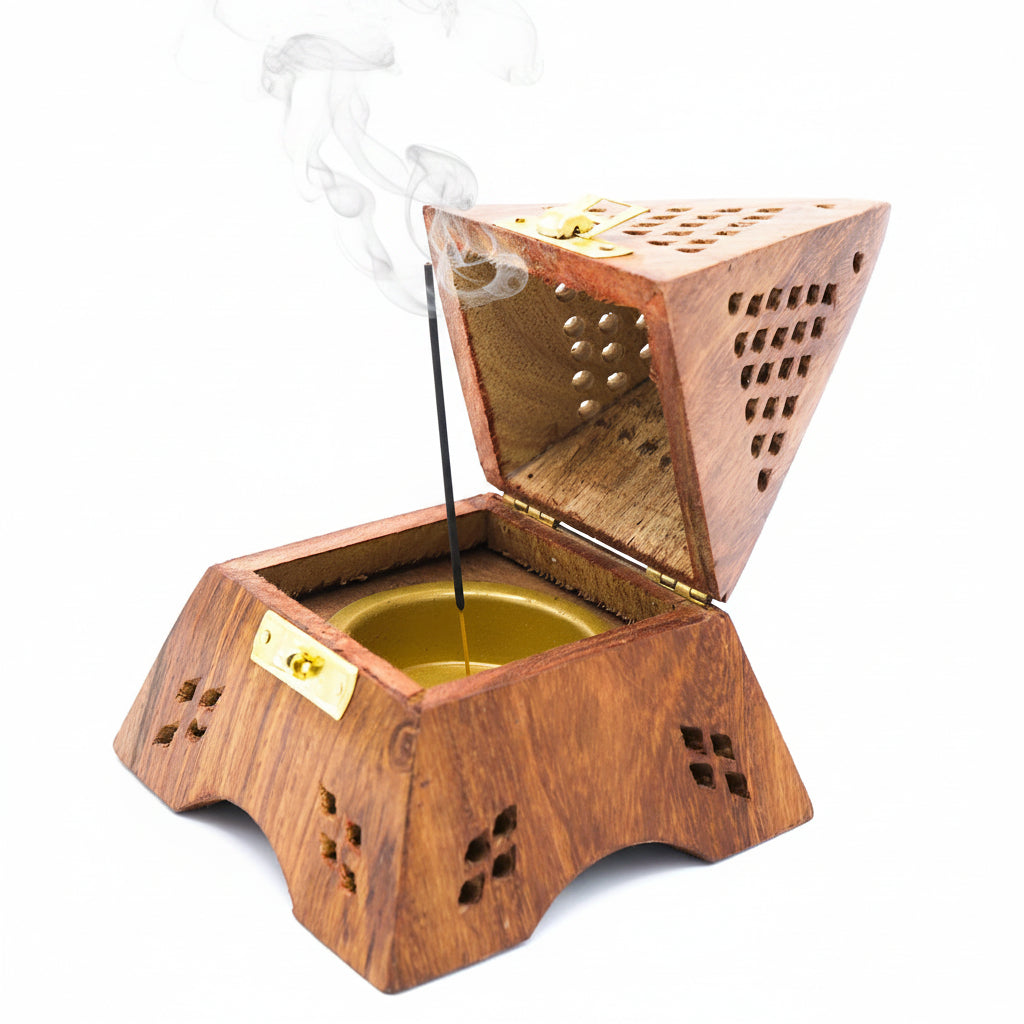 Handcrafted Sheesham Wood Agarbatti & Dhoop Incense Holder