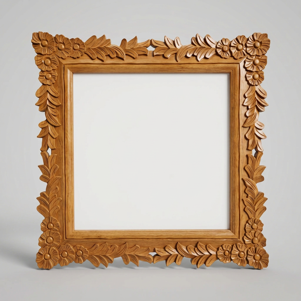 Floral Carved Square Mirror (Frarme Only) 