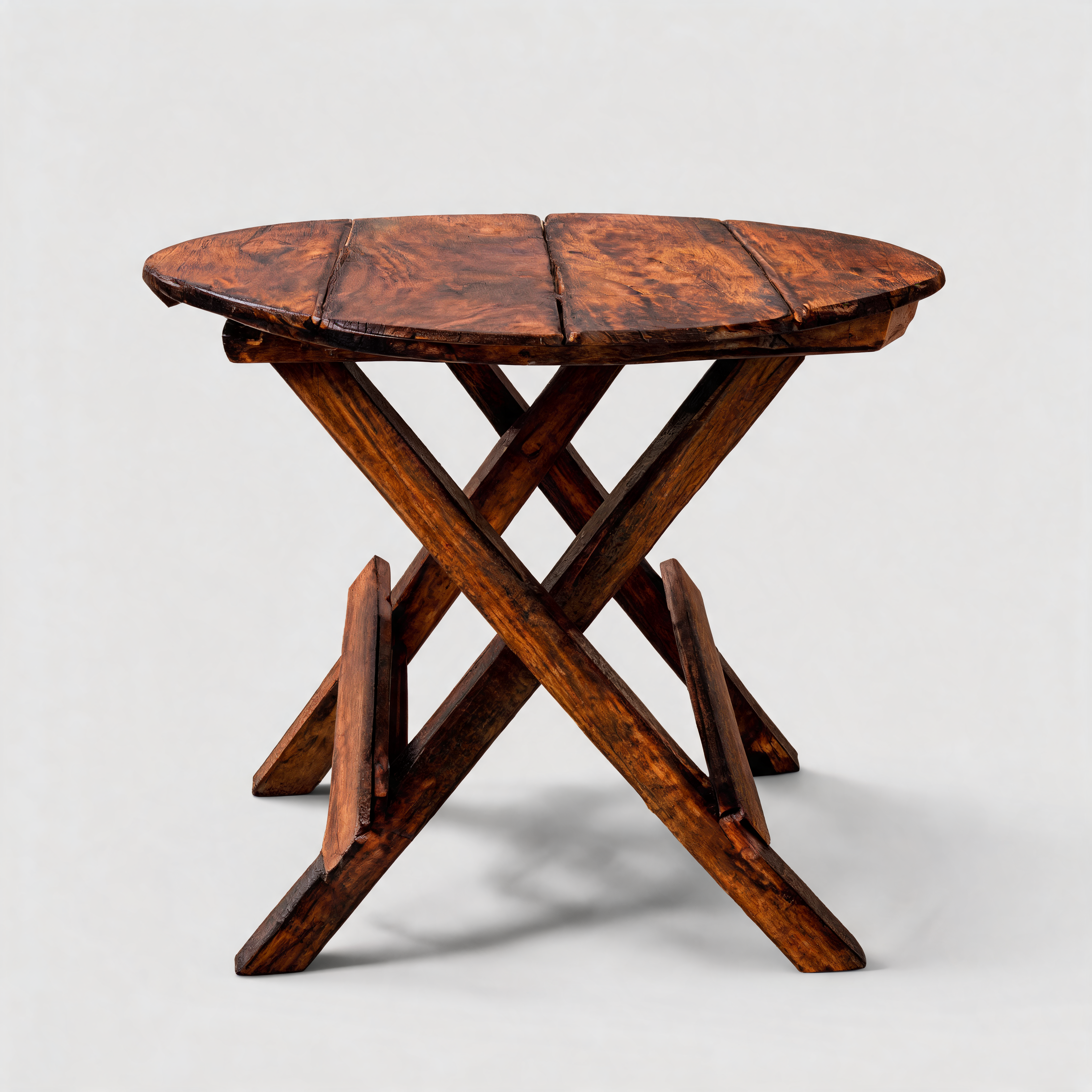 Foldable Round Wooden Coffee Table – Brown