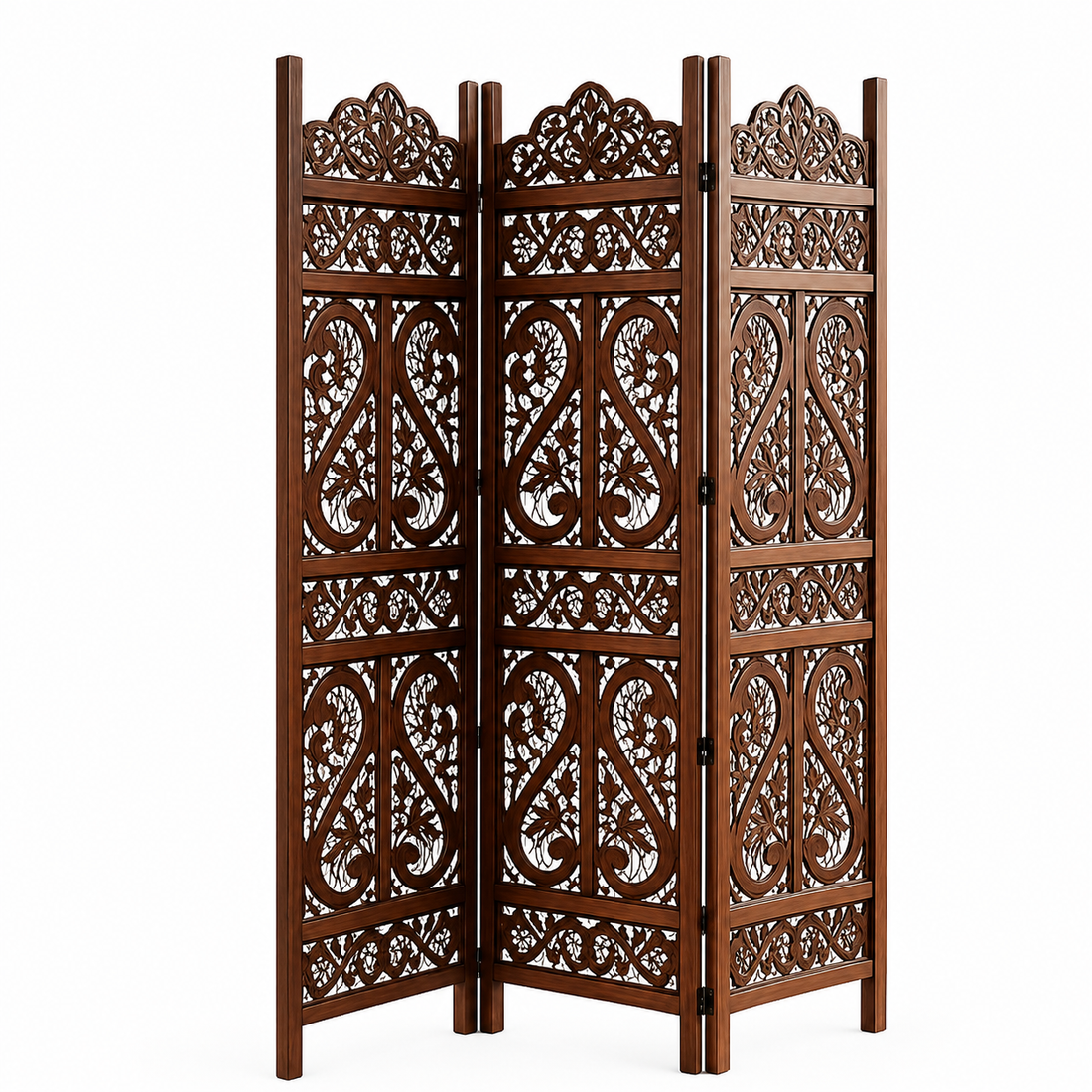 3-Panel Wooden Room Divider – Brown