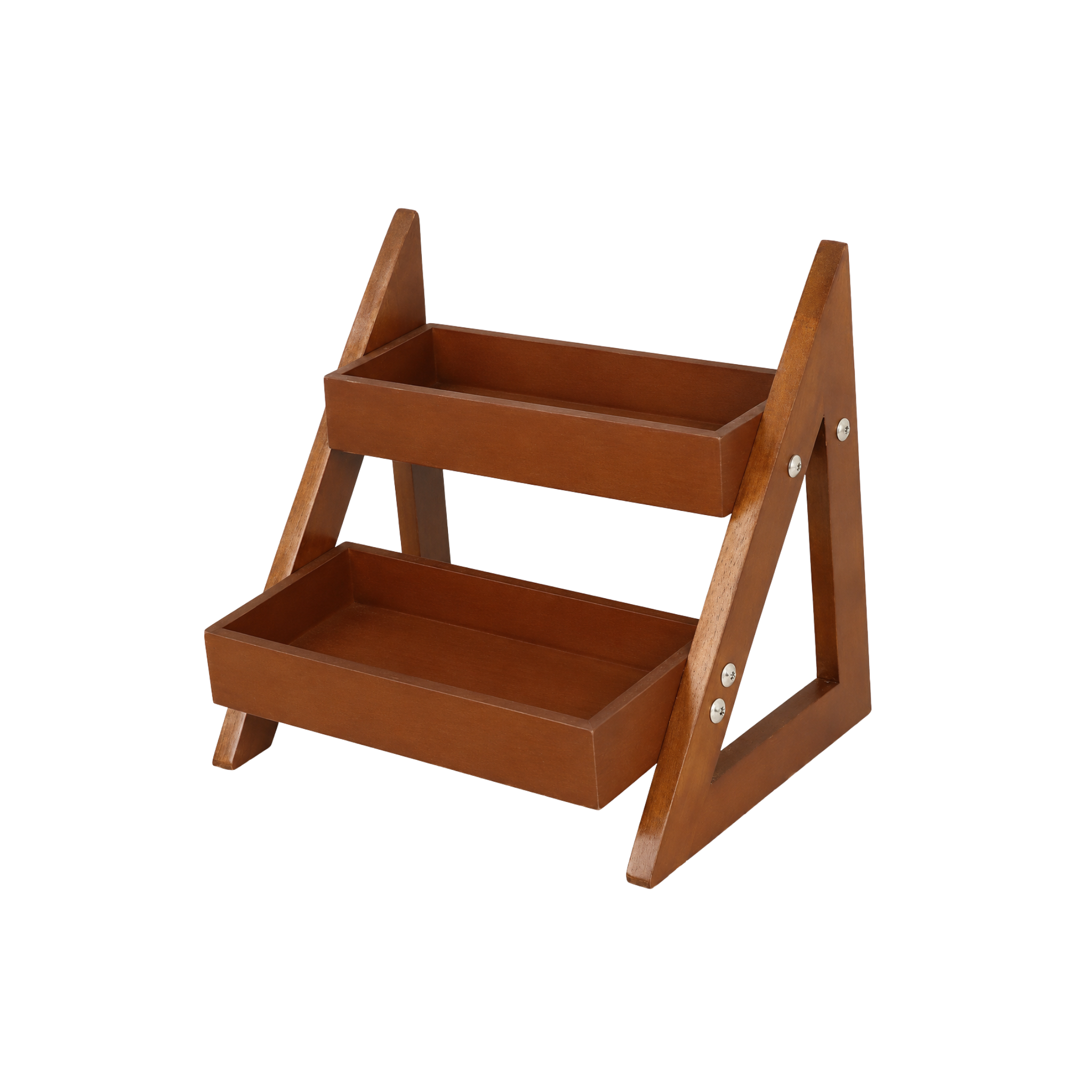 2-Tier Triangular Wooden Spice Rack