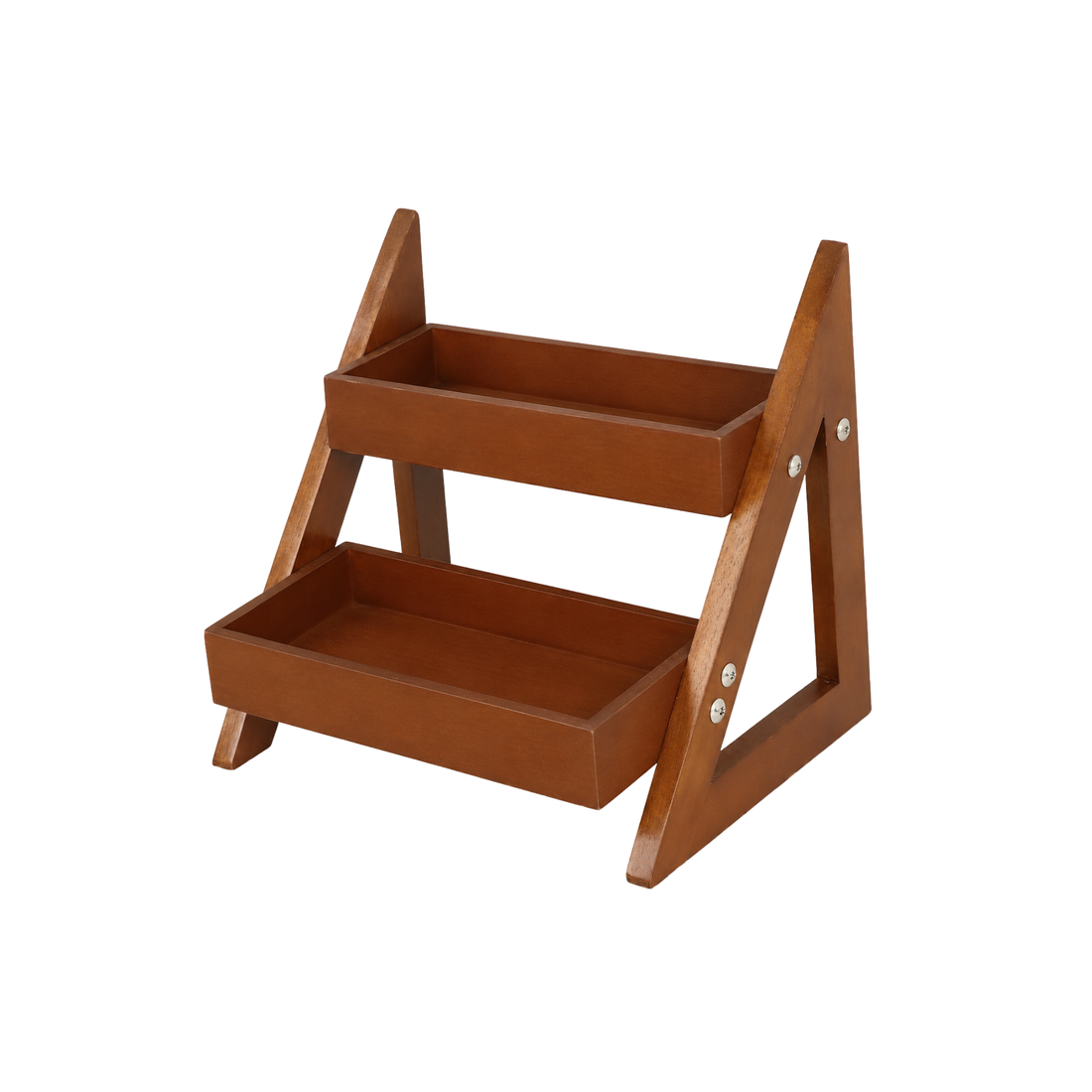2-Tier Triangular Wooden Spice Rack