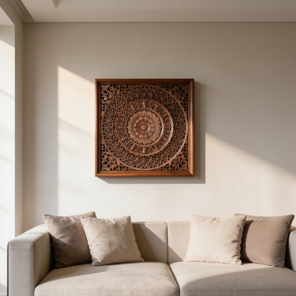 Decorative Wooden Wall Panel – Brown (3×3 ft)