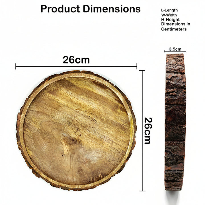 Round Wooden Sheesham Wooden Serving Tray – Natural Finish