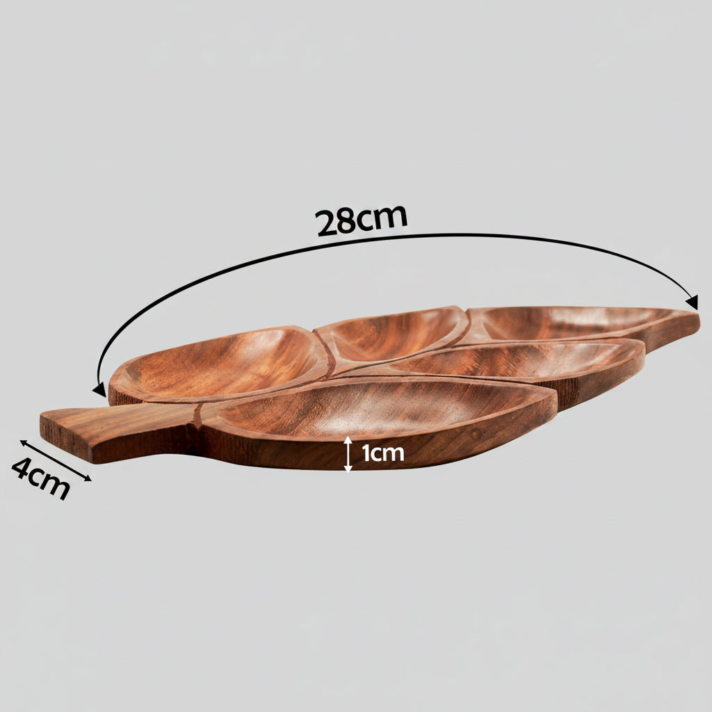 Sylvan Handcrafted Leaf-Shaped Sheesham Wood Serving Tray