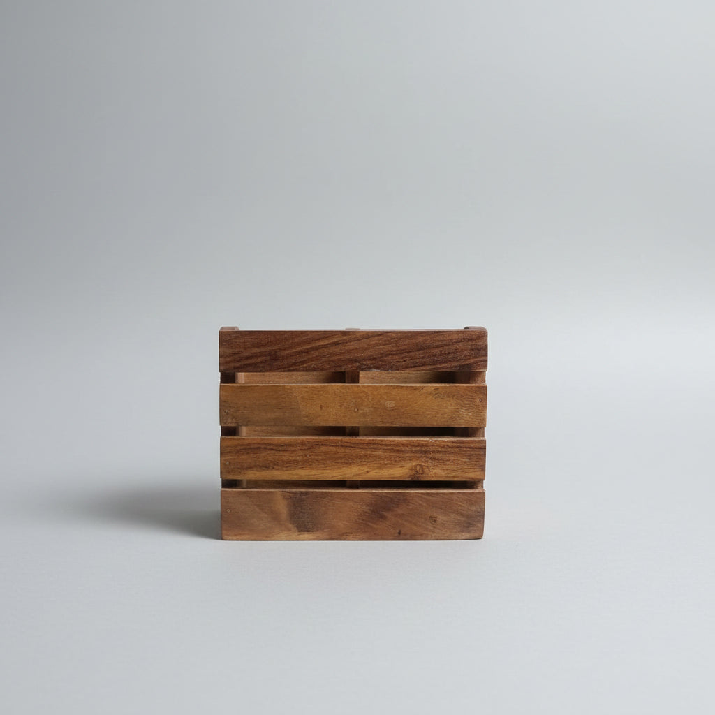 Handcrafted Wooden Cutlery Holder | 2 Compartment Wooden Spoon & Fork Stand | Multipurpose Desk Organizer 