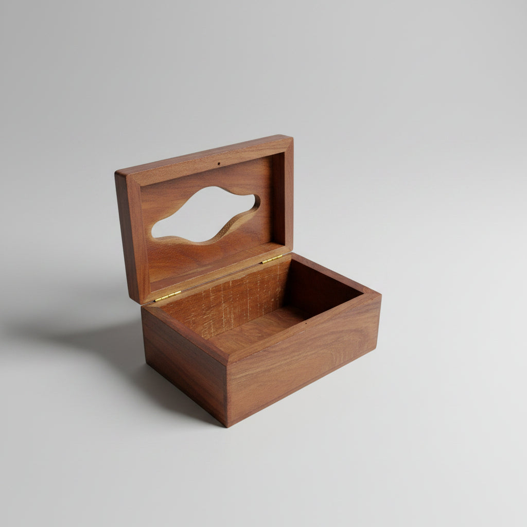 Handcrafted Wooden Tissue Box Cover with Floral Carving | Decorative Wooden Napkin Holder | Tissue Paper Storage Box 