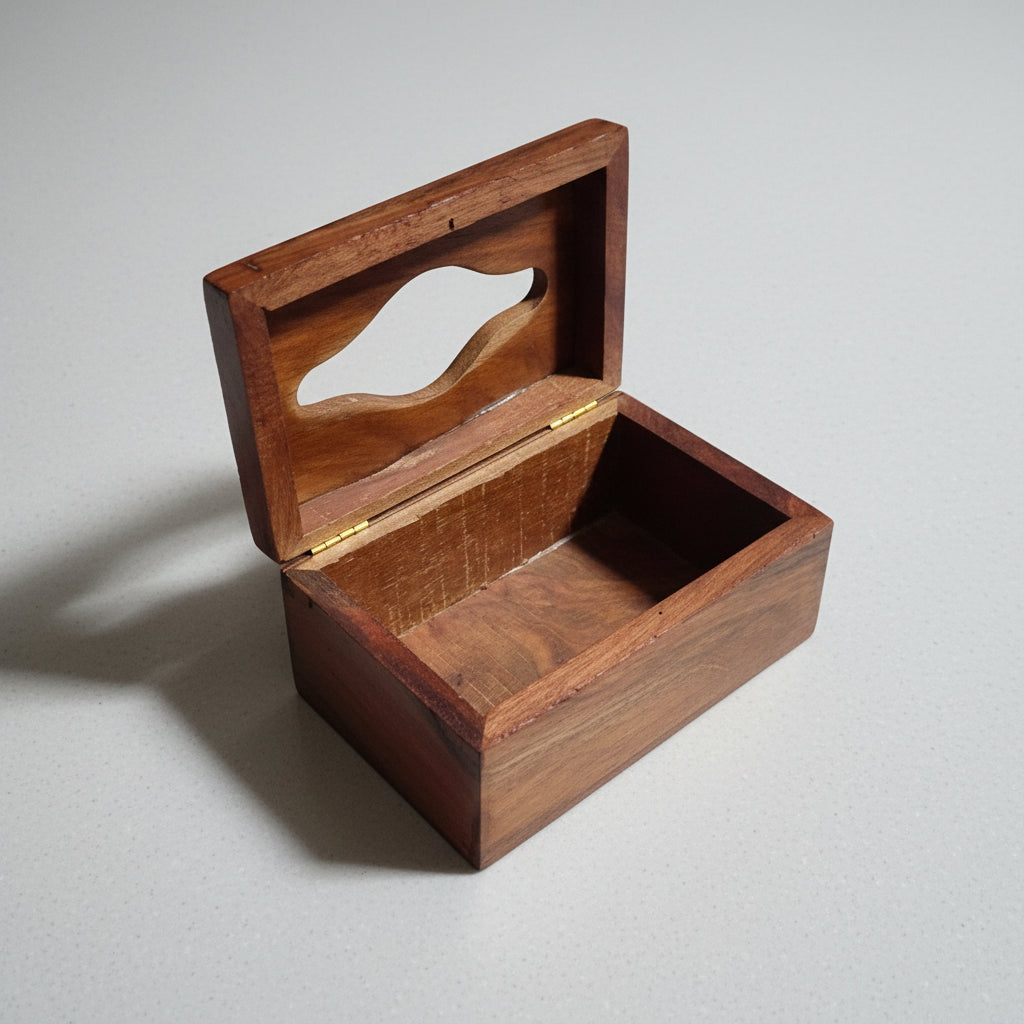 Handcrafted Wooden Tissue Box Cover with Floral Carving | Decorative Wooden Napkin Holder | Tissue Paper Storage Box 