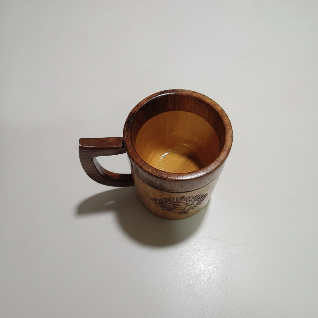 Handcrafted Wooden Coffee Mug with Tree of Life | Mango Wood Tea Cup | Sylvan Handicrafts 