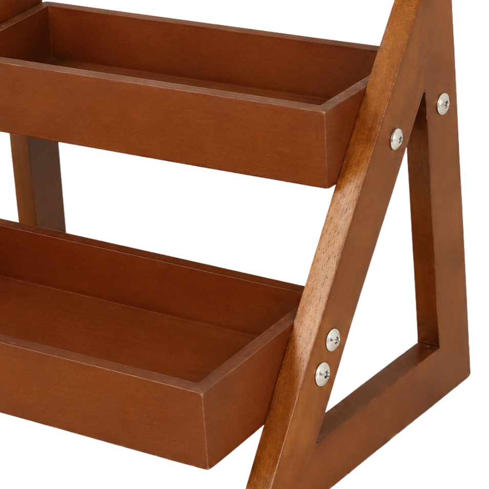 2-Tier Triangular Wooden Spice Rack