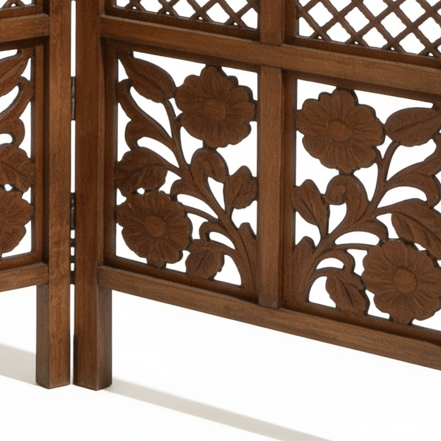 2-Panel Wooden Room Divider – Melamine Finish (Brown) 