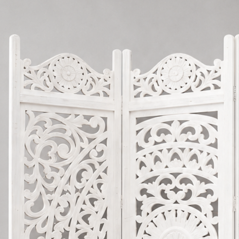 3-Panel Wooden Room Divider – White 
