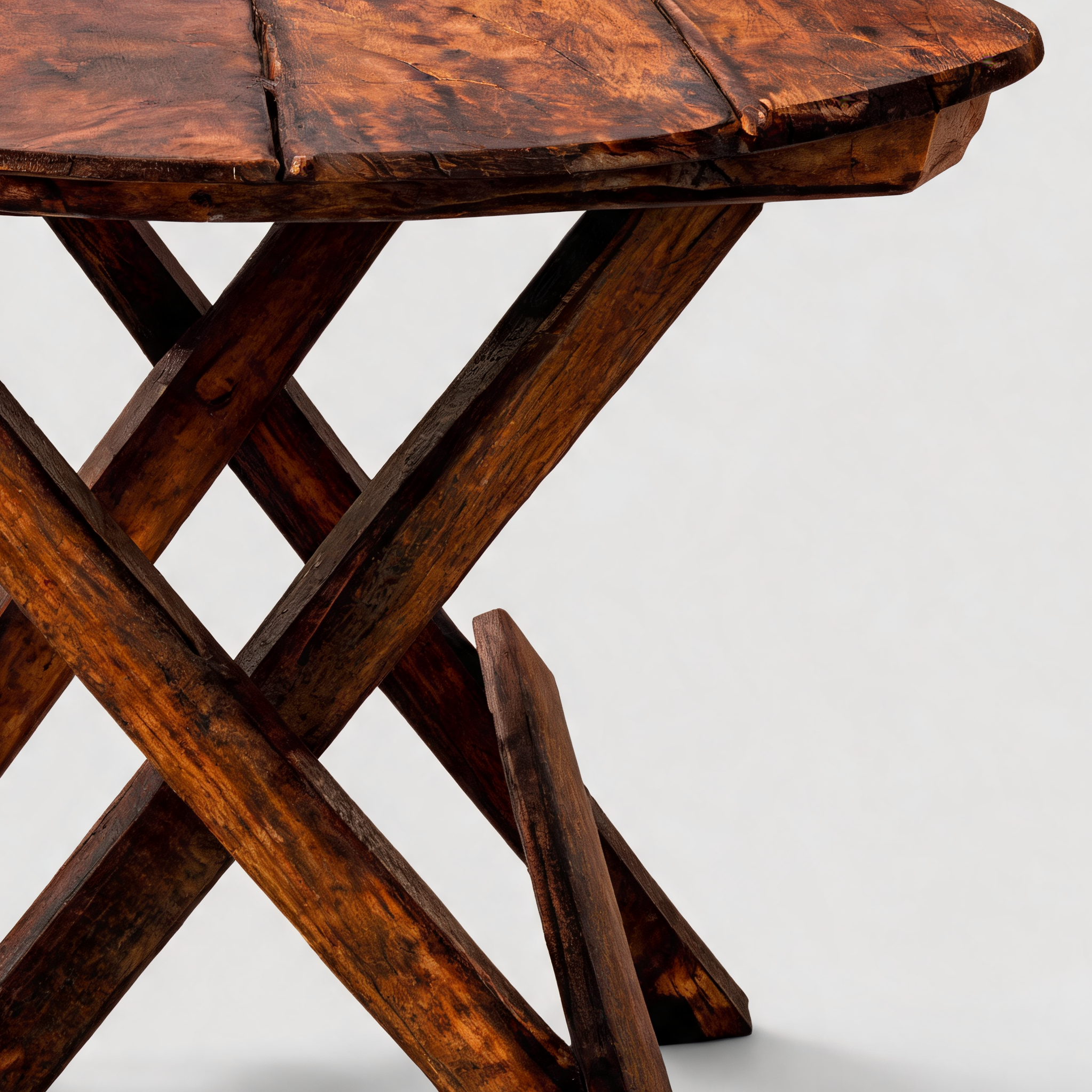 Foldable Round Wooden Coffee Table – Brown