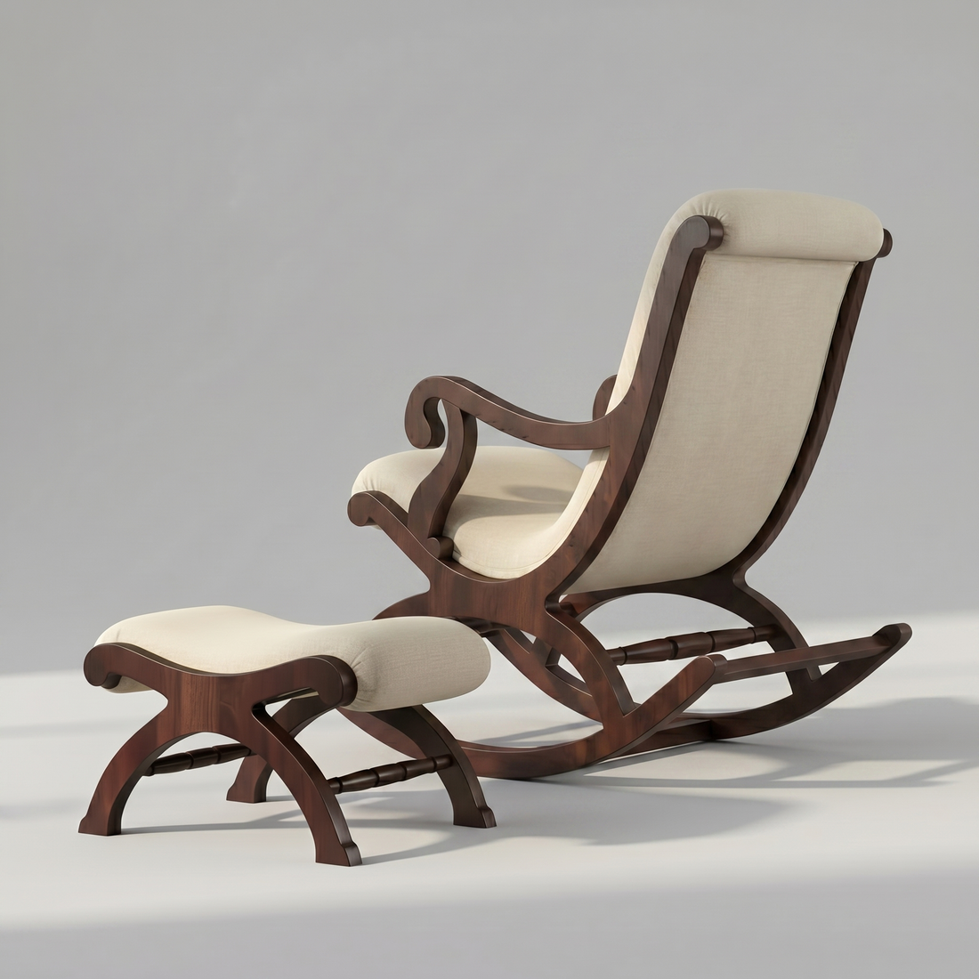 Teak Wood Rocking Chair with Footrest